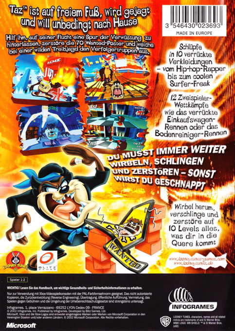 Taz - Wanted — box-2D-back (DE)