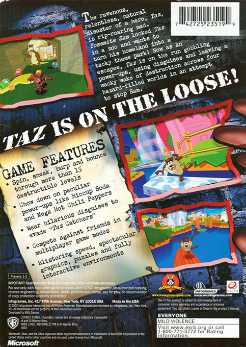 Taz - Wanted — box-2D-back (US)