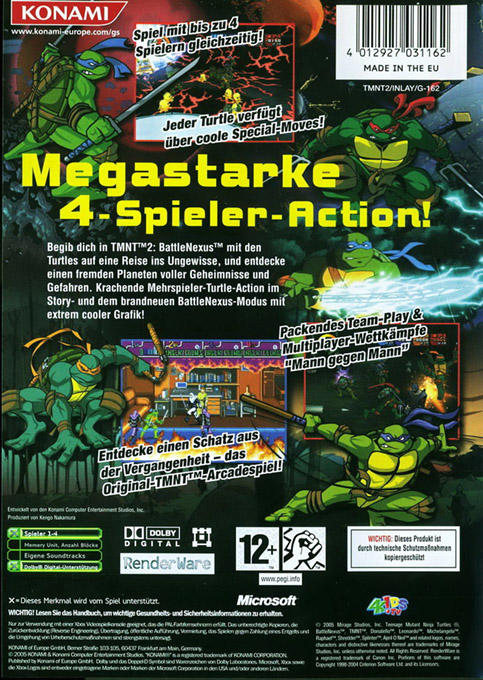 Teenage Mutant Ninja Turtles 2 - Battle Nexus — box-2D-back (DE)