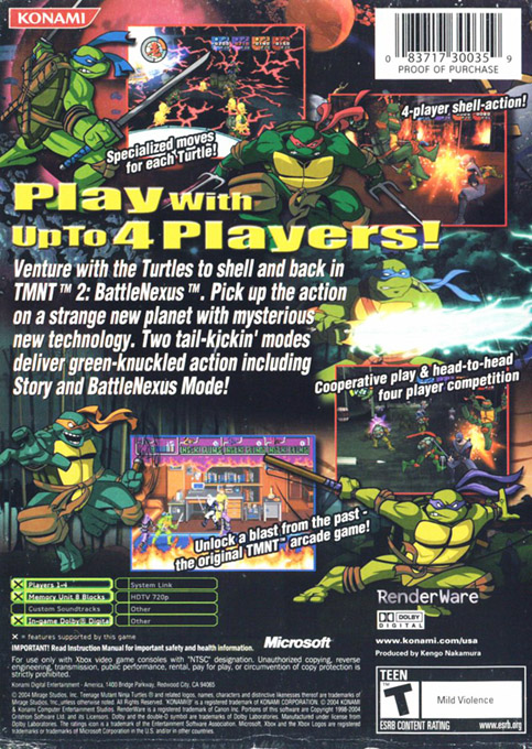 Teenage Mutant Ninja Turtles 2 - Battle Nexus — box-2D-back (US)