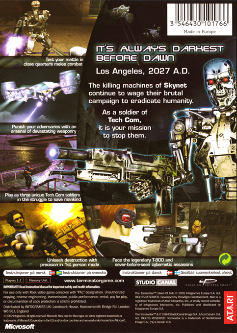 Terminator - Un Autre Futur, The — box-2D-back (EU)