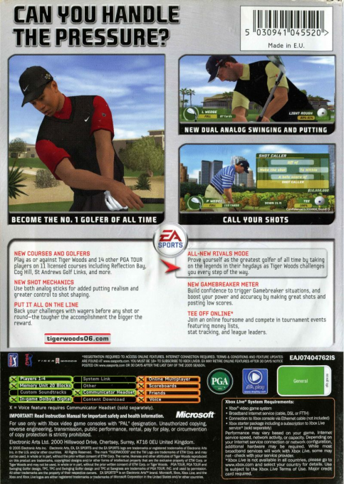 Tiger Woods Pga Tour 06 — box-2D-back (AU)