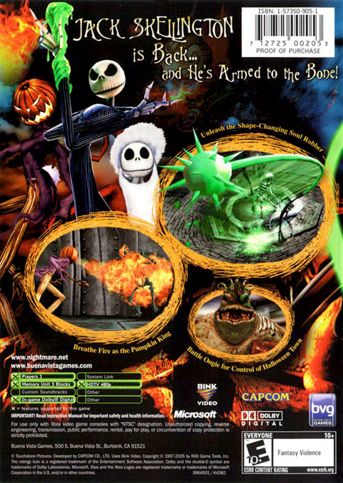 Nightmare Before Christmas, The - Oogie's Revenge — box-2D-back (US)