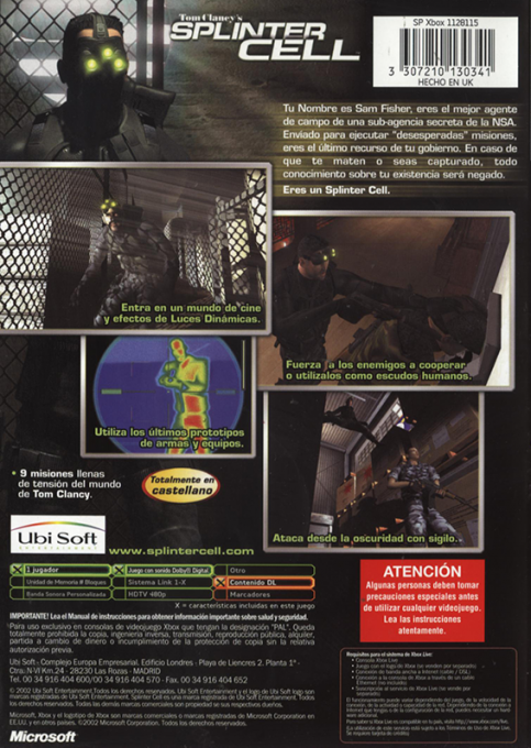 Splinter Cell — box-2D-back (SP)