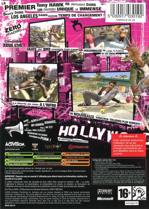 Tony Hawk's American Wasteland — box-2D-back (FR)