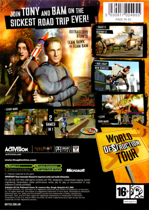 Tony Hawk's Underground 2 — box-2D-back (UK)