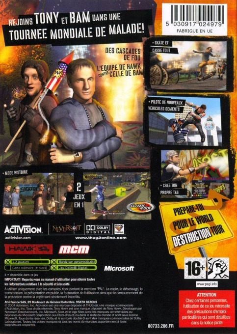 Tony Hawk's Underground 2 — box-2D-back (FR)