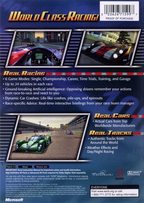 Total Immersion Racing — box-2D-back (US)