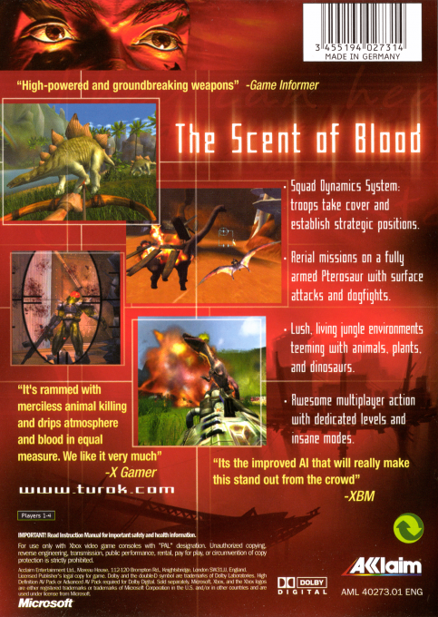 Turok - Evolution — box-2D-back (UK)