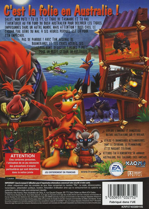 Ty - The Tasmanian Tiger — box-2D-back (FR)