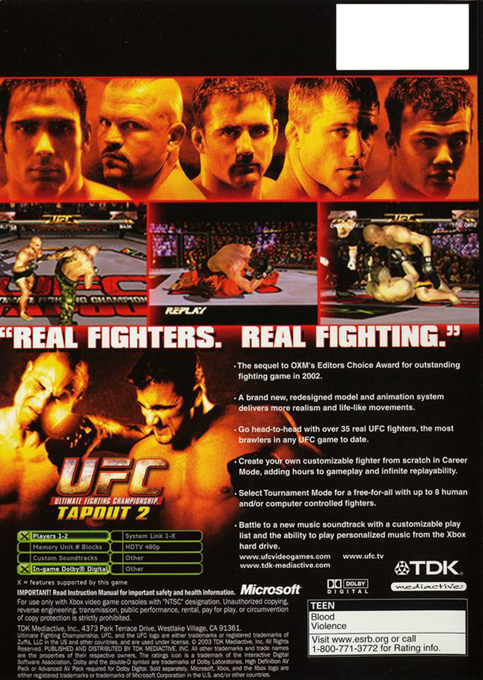 UFC Ultimate Fighting Championship - Tapout 2 — box-2D-back (US)