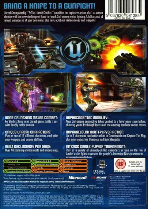 Unreal Championship 2 - The Liandri Conflict — box-2D-back (EU)