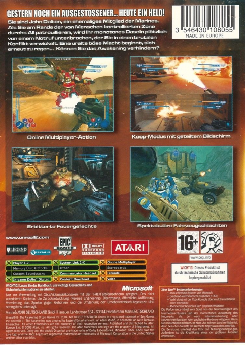 Unreal 2 - The Awakening — box-2D-back (DE)