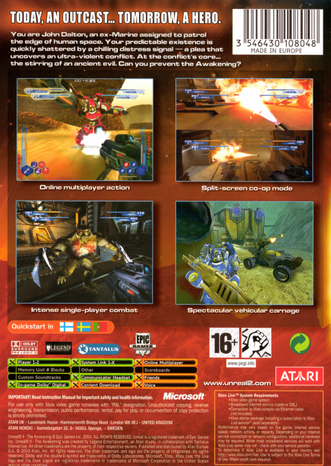 Unreal 2 - The Awakening — box-2D-back (EU)