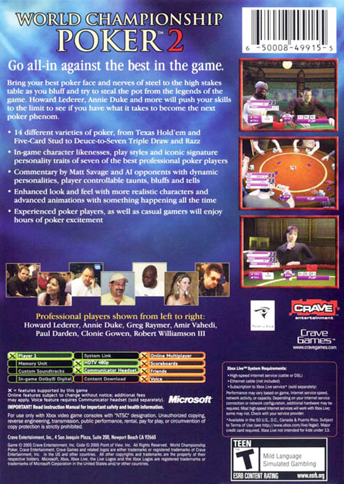 World Championship Poker 2 Featuring Howard Lederer — box-2D-back (US)