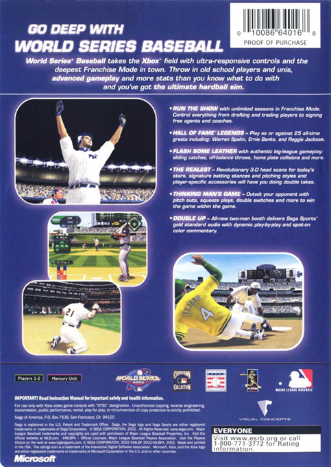 World Series Baseball — box-2D-back (US)