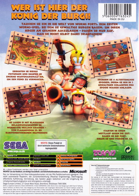 Worms Forts - Under Siege — box-2D-back (DE)