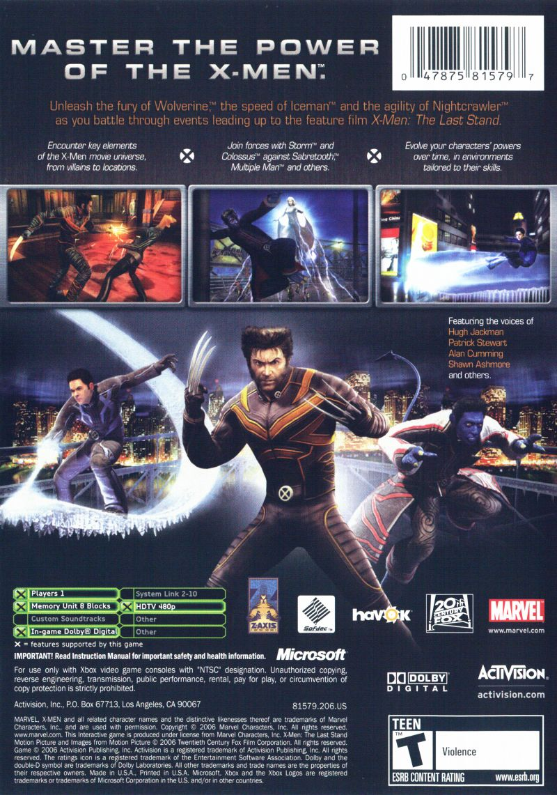 X-Men - The Official Game — box-2D-back (US)