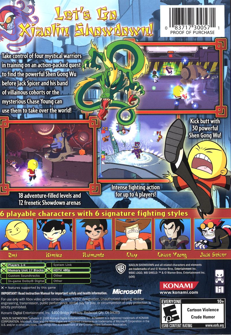 Xiaolin Showdown — box-2D-back (US)