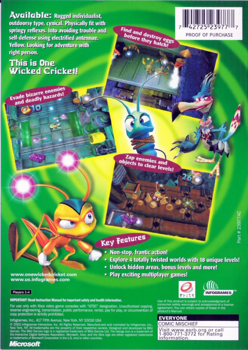 Zapper - One Wicked Cricket ! — box-2D-back (US)