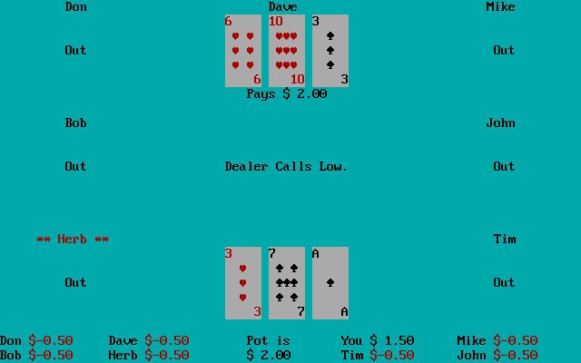 3 Card High Low Poker — ss (WOR)
