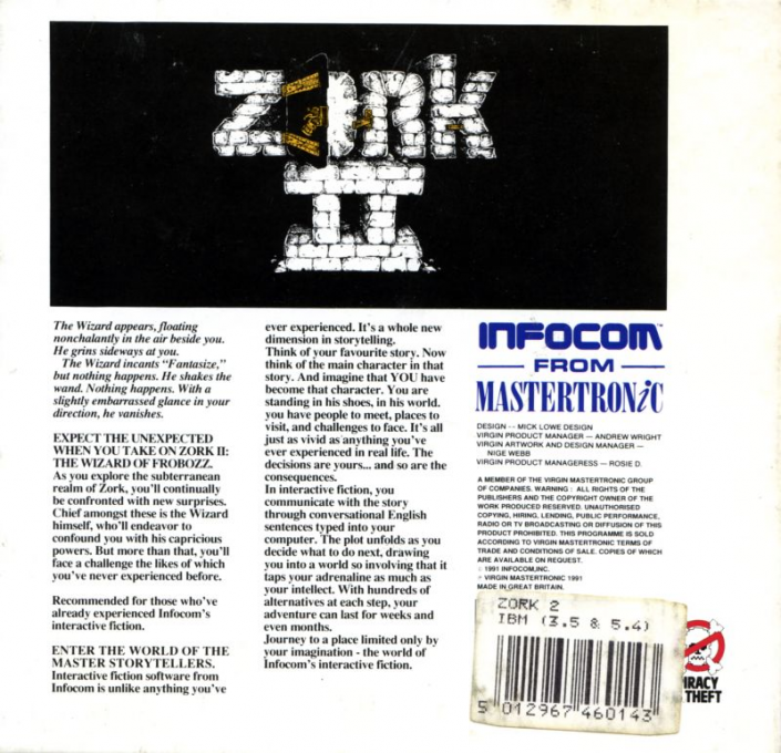 Zork 2 - The Wizard Of Frobozz — box-2D-back (EU)