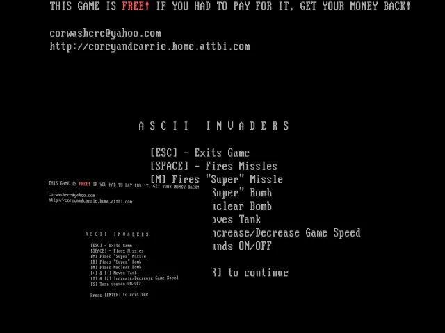 Ascii Invaders — mixrbv2 (WOR)