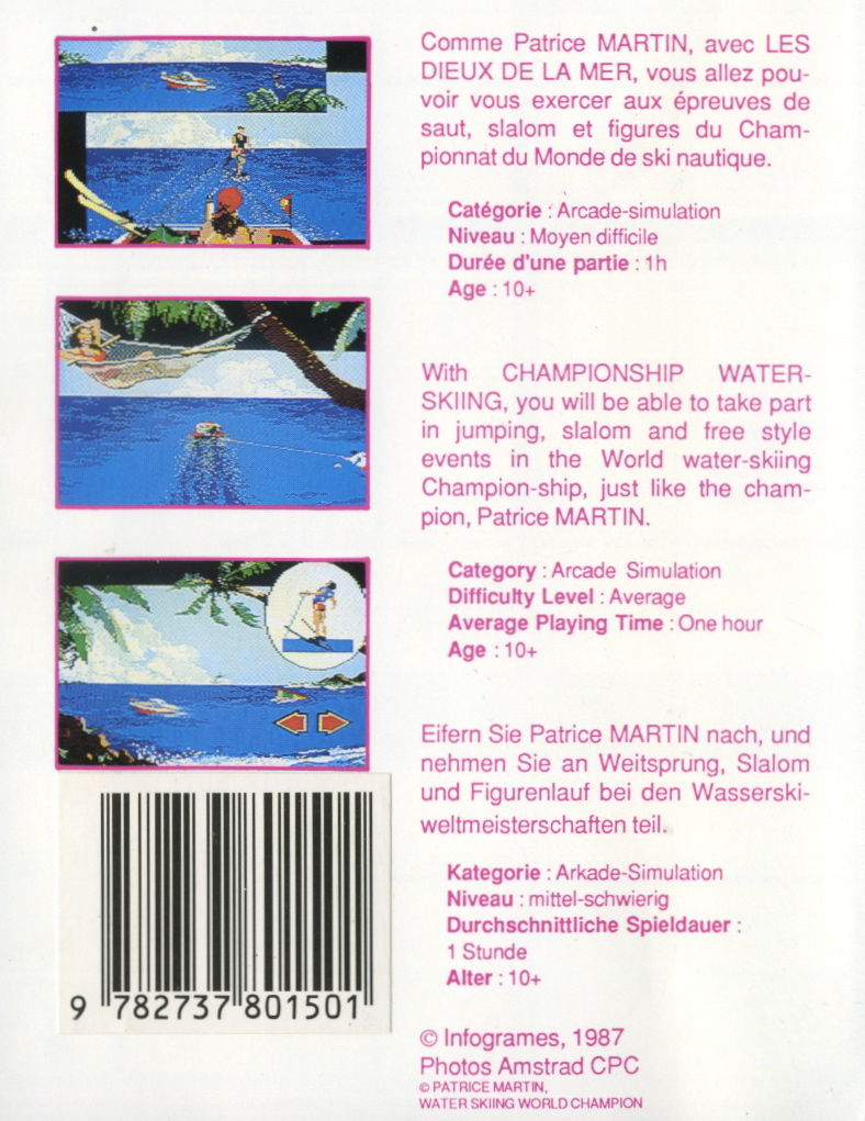 Championship Water-Skiing — box-2D-back (EU)