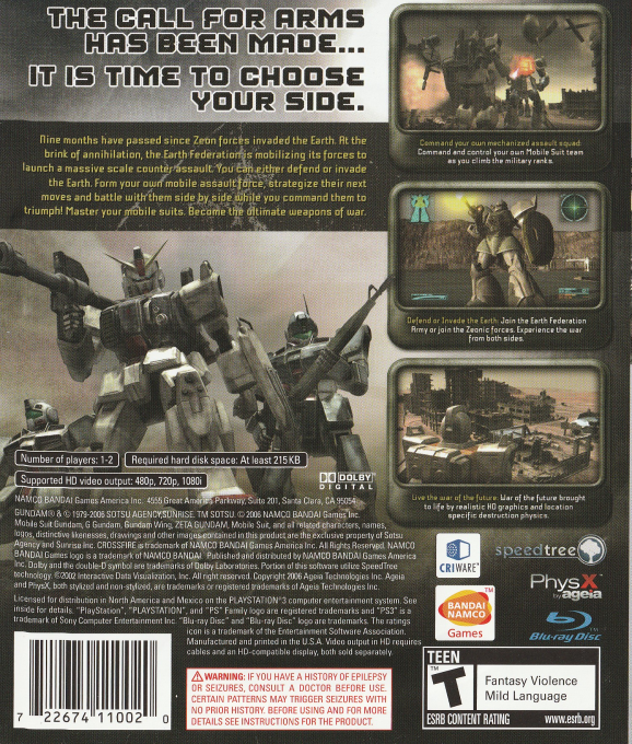 Mobile Suit Gundam - Crossfire — box-2D-back (US)