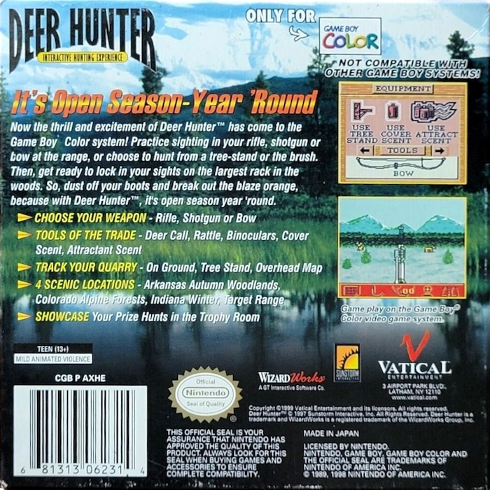 Deer Hunter — box-2D-back (US)