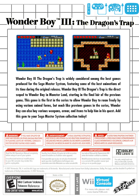 Wonder Boy 3: The Dragon's Trap — box-2D-back (US)