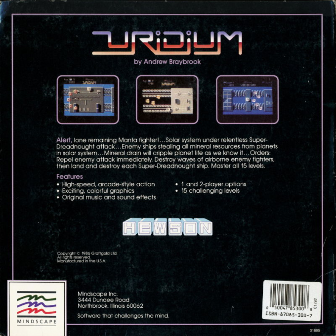 Uridium — box-2D-back (US)