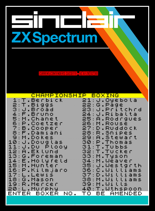 Current Contenders Cassette - As at 28-02-90 box art