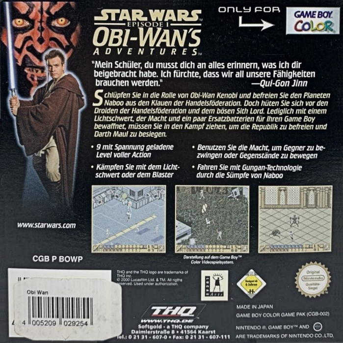 Star Wars Episode I : Obi-Wan's Adventures — box-2D-back (DE)
