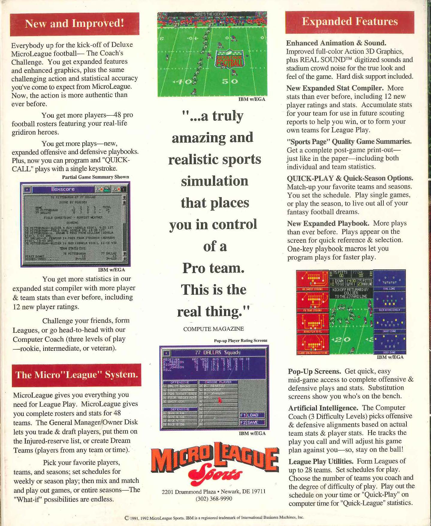 MicroLeague Football: The Coach's Challenge - Deluxe Edition — box-2D-back (WOR)