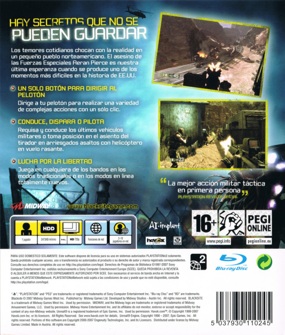 BlackSite - Area 51 — box-2D-back (SP)