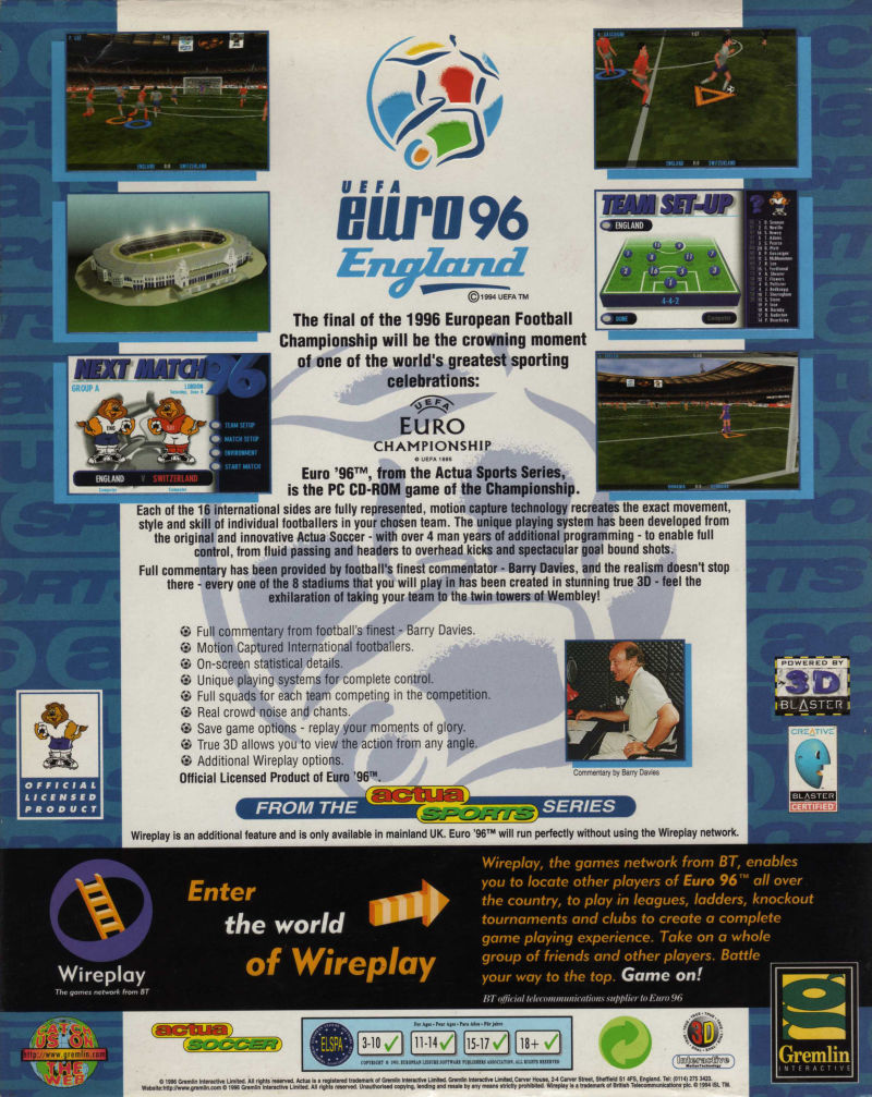 UEFA Euro 96 England — box-2D-back (UK)