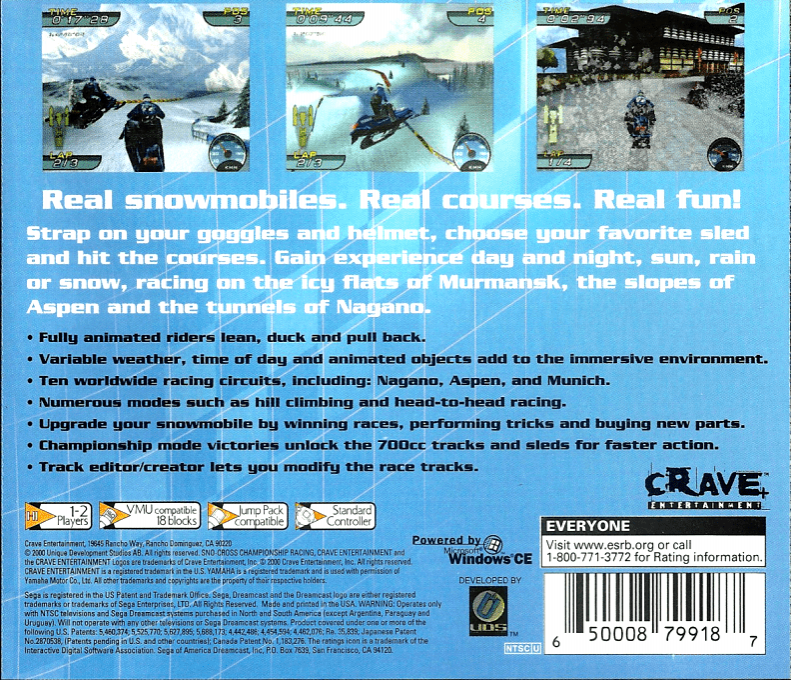 SnoCross Championship Racing — box-2D-back (US)
