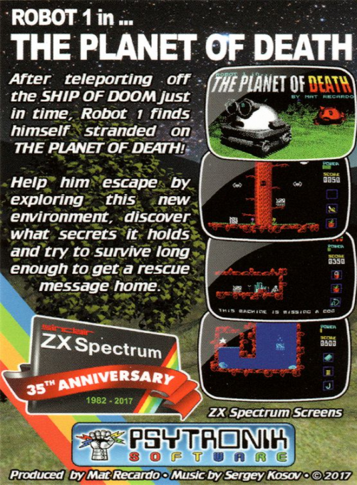 Robot 1 in... THE PLANET OF DEATH!! — box-2D-back (EU)