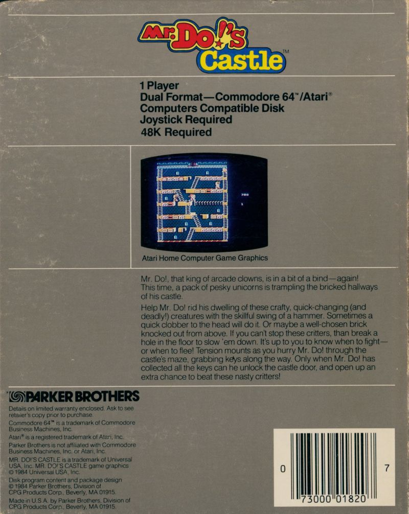 Mr. Do's Castle — box-2D-back (US)