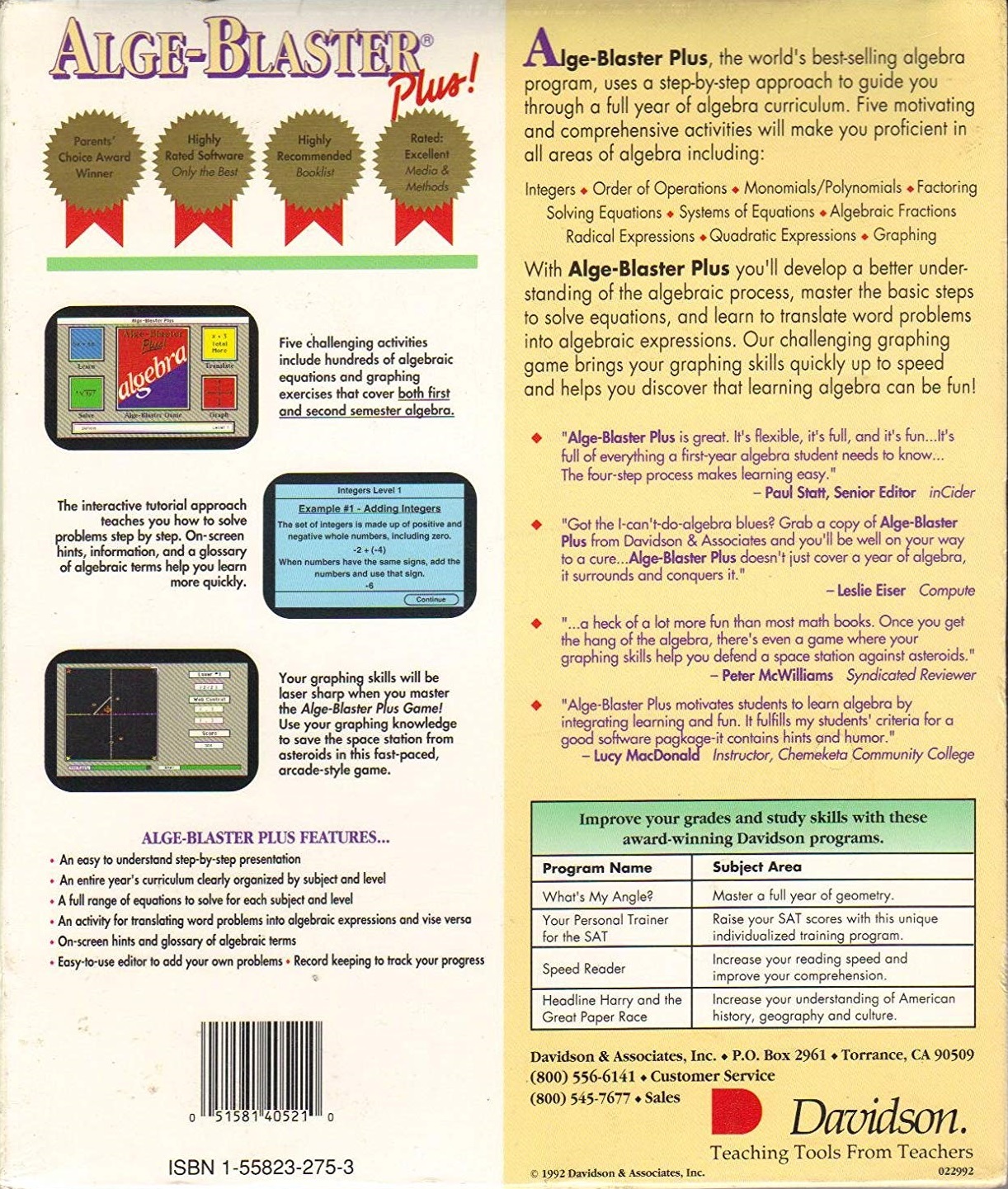 Alge-Blaster Plus! — box-2D-back (WOR)