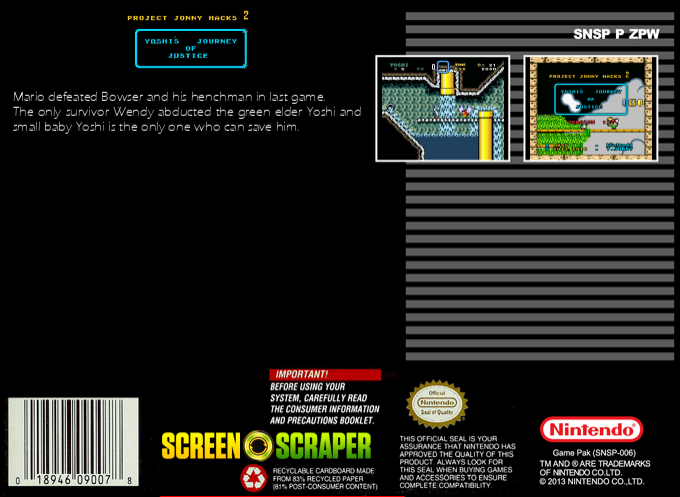 Project Jonny Hacks II : Yoshi´s Journey of Justice — box-2D-back (SS)