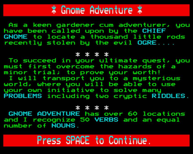 Gnome Adventure — sstitle (WOR)
