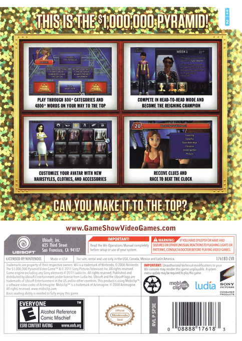 $1,000,000 Pyramid ,the — box-2D-back (US)