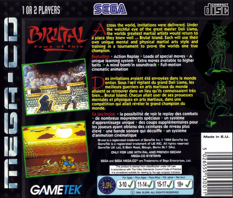 Brutal - Paws of Fury — box-2D-back (EU)