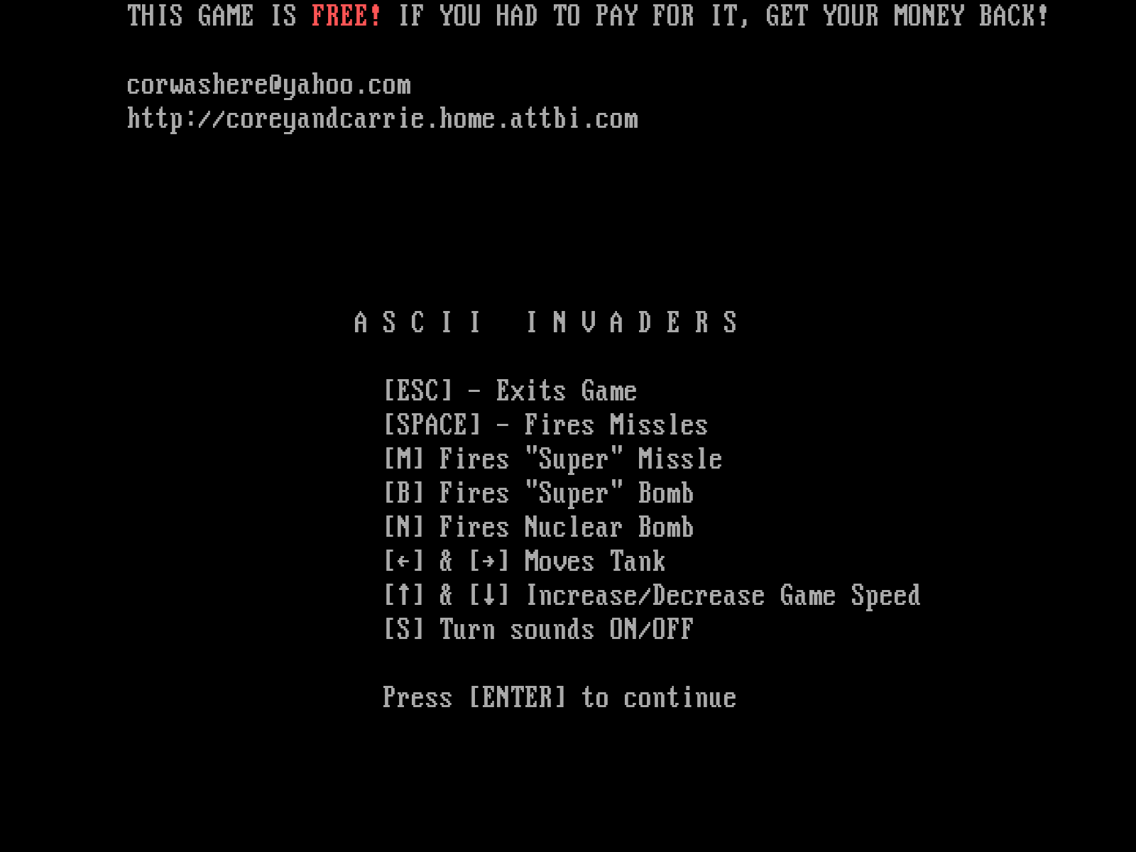 Ascii Invaders box art