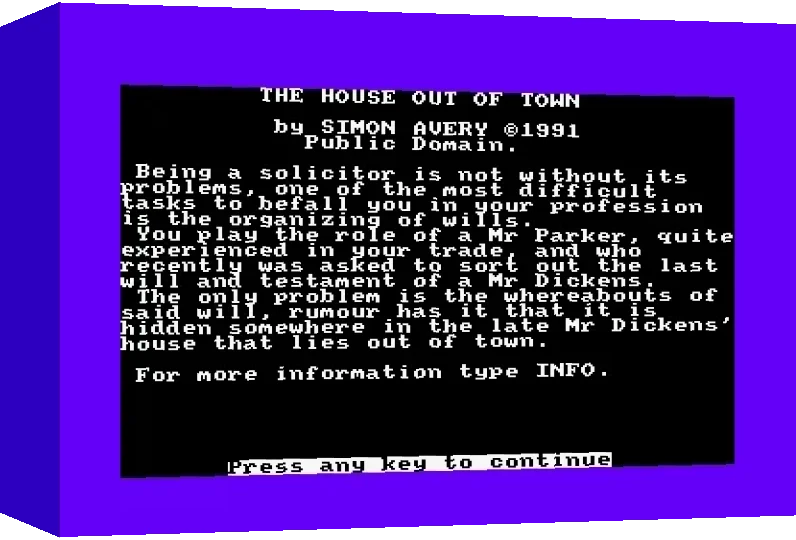 House Out Of Town, The — box-3D (WOR)