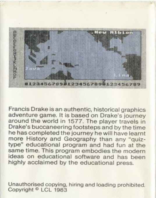 Francis Drake Adventure Game — box-2D-back (EU)