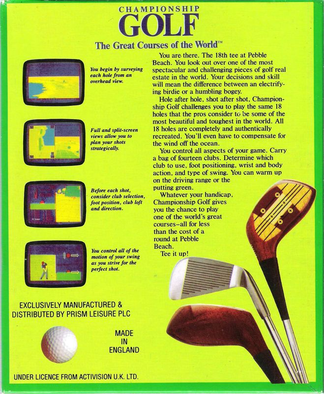 Championship Golf - The Great Courses Of The World - Volume I Pebble Beach — box-2D-back (EU)