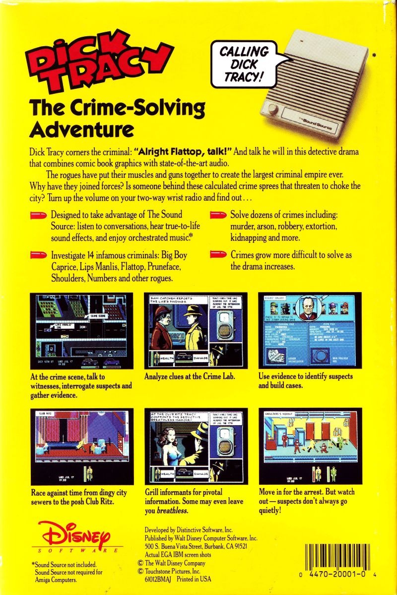 Dick Tracy - The Crime-solving Adventure — box-2D-back (US)